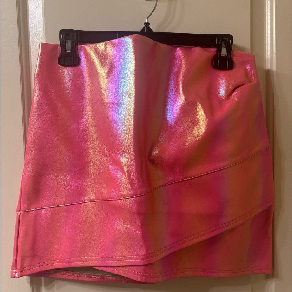 NWOT Pink Iridescent Leather Skirt